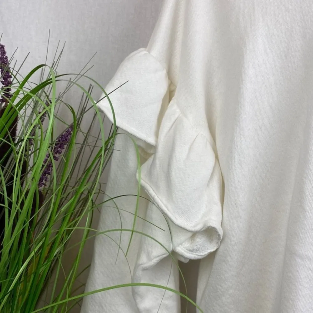 Current Elliot White The Ruffle Shoulder Long Sleeve Sweatshirt 2 S New - Image 9