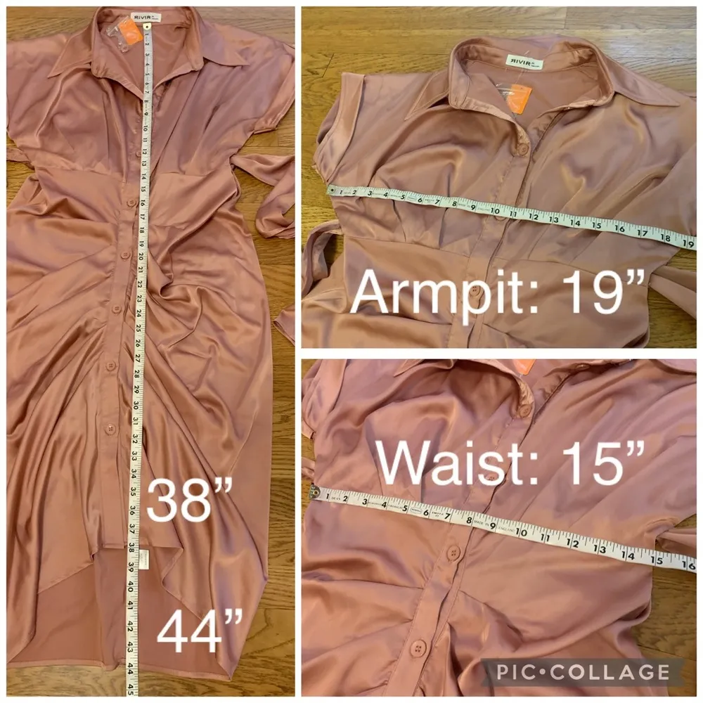 NWT Satin shirt midi dress in mauve size M - Image 11