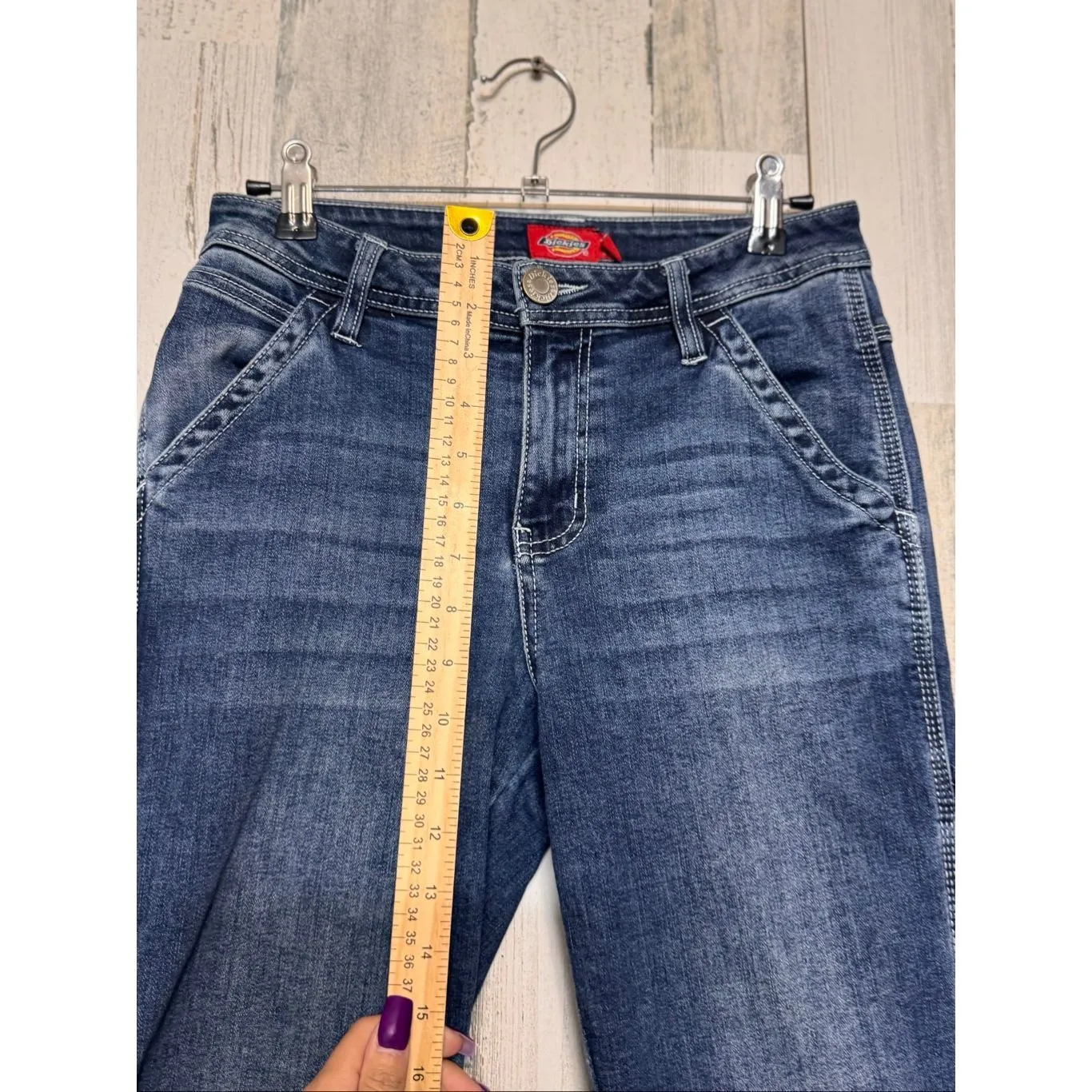 Dickies Women’s Carpenter Jeans Size 31/26 Dark Wash Utility Workwear Straight L - Image 5