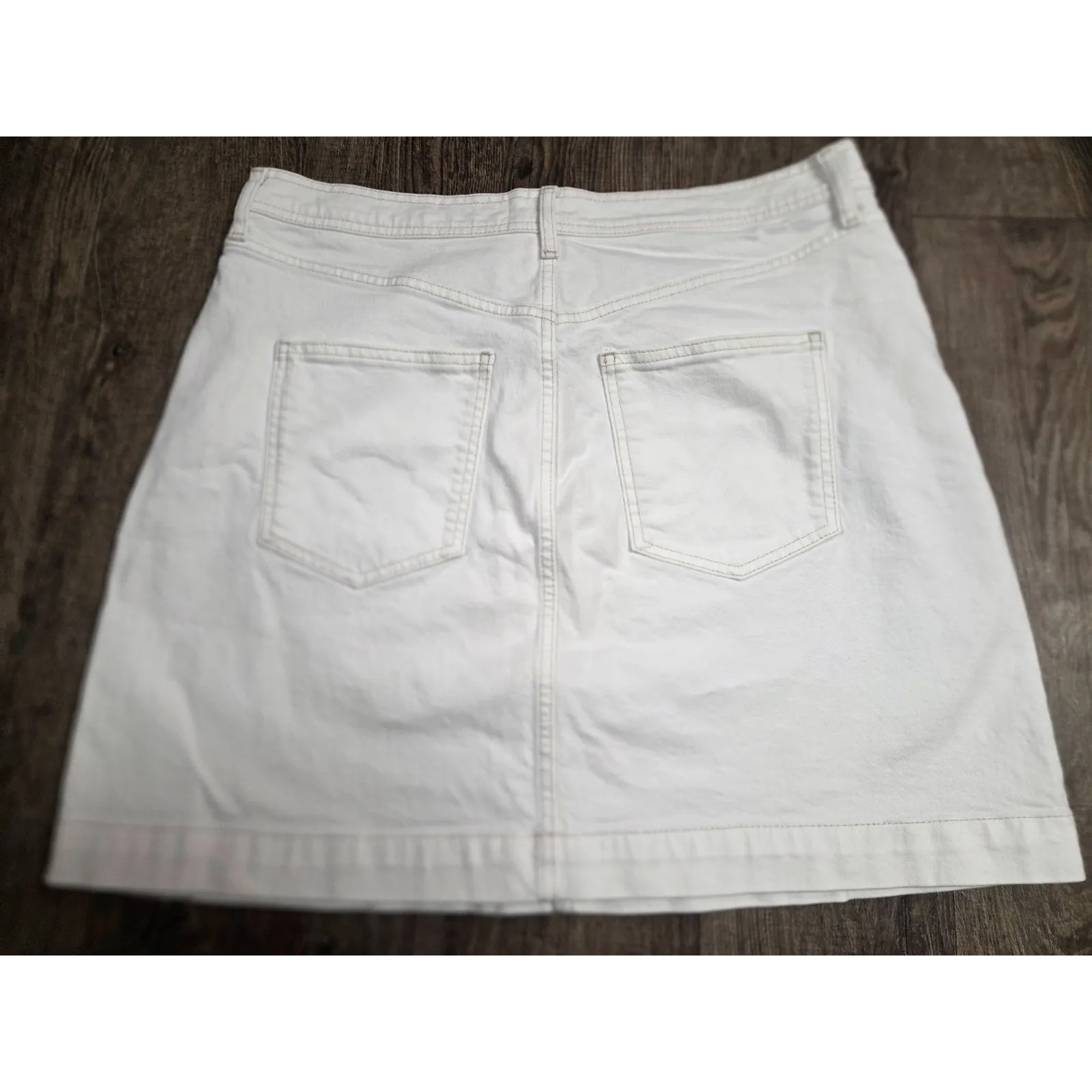 Boden Nell Denim Mini Skirt Women Size 14 White Jean - Image 4