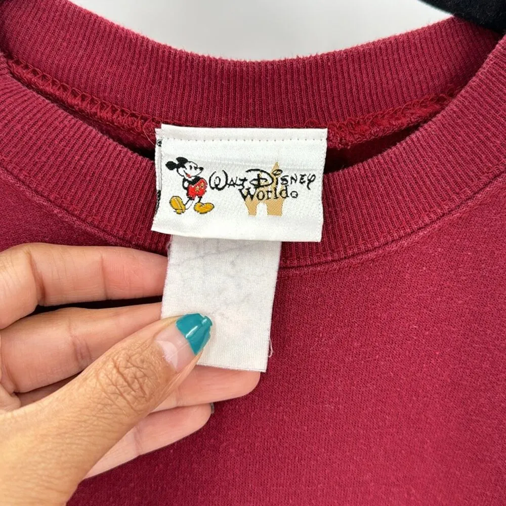Vintage Walt Disney World Mickey Graphic Crewneck Sweatshirt unisex Maroon - Image 4