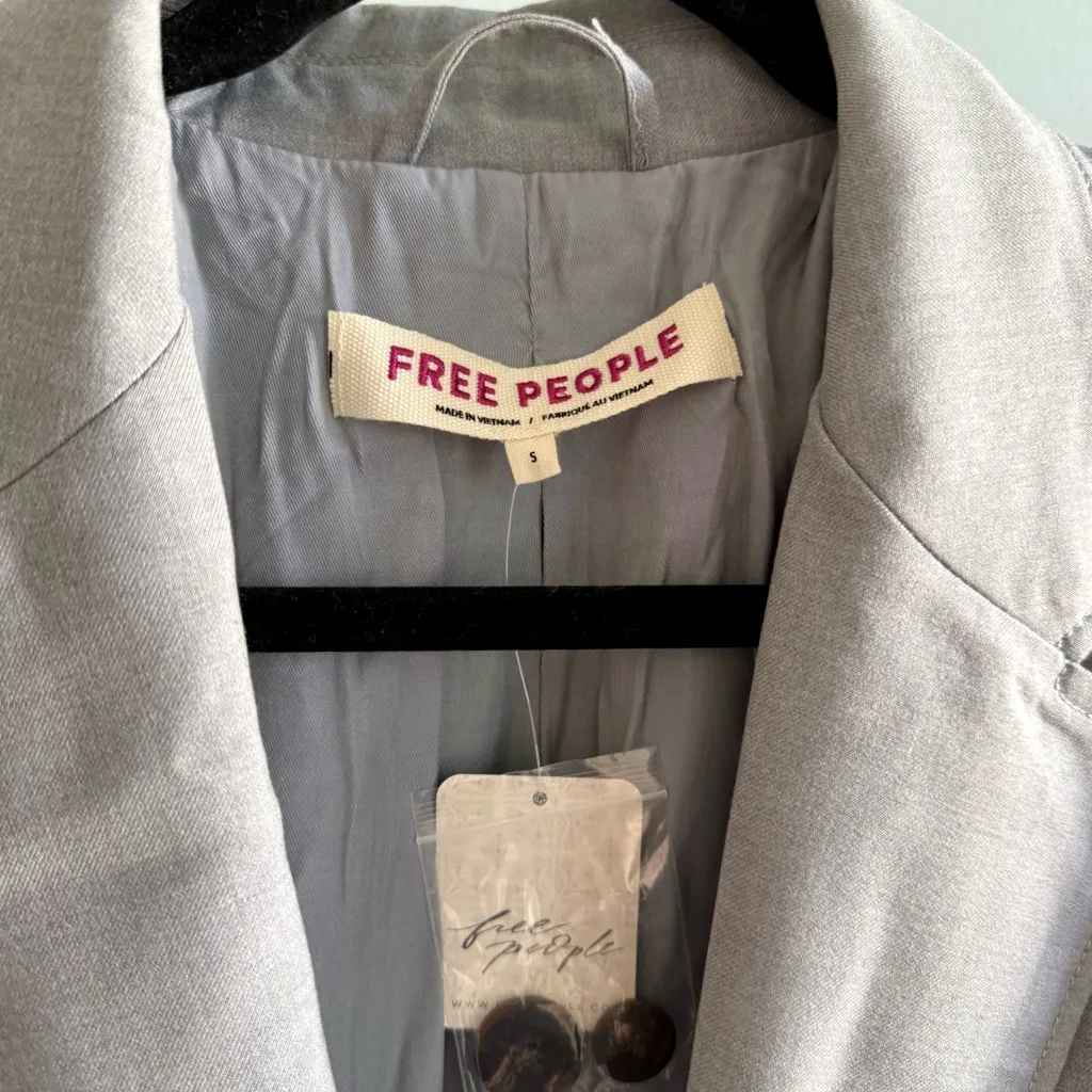 NWT FREE PEOPLE Agnes Solid Jacket, Heather Grey | Size Small - Image 5