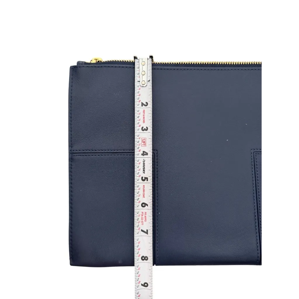 Tory Burch  Navy Blue Leather Envelope Clutch Bag - Image 3