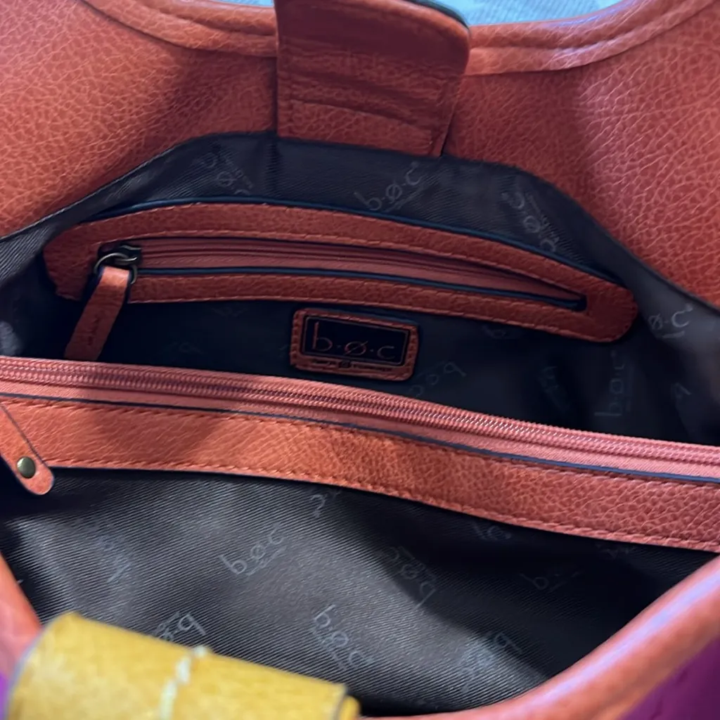 b•o•c Faux Leather Pink Yellow Orange Multicolor Handbag Purse‎ Shoulder Bag - Image 12