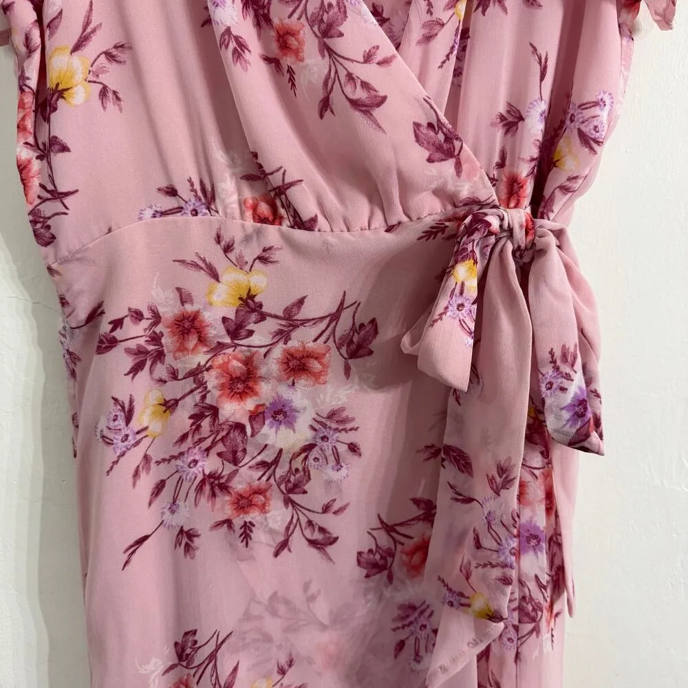 Altar’d State Pink Floral Faux Wrap Mini Dress Size Medium - Image 4