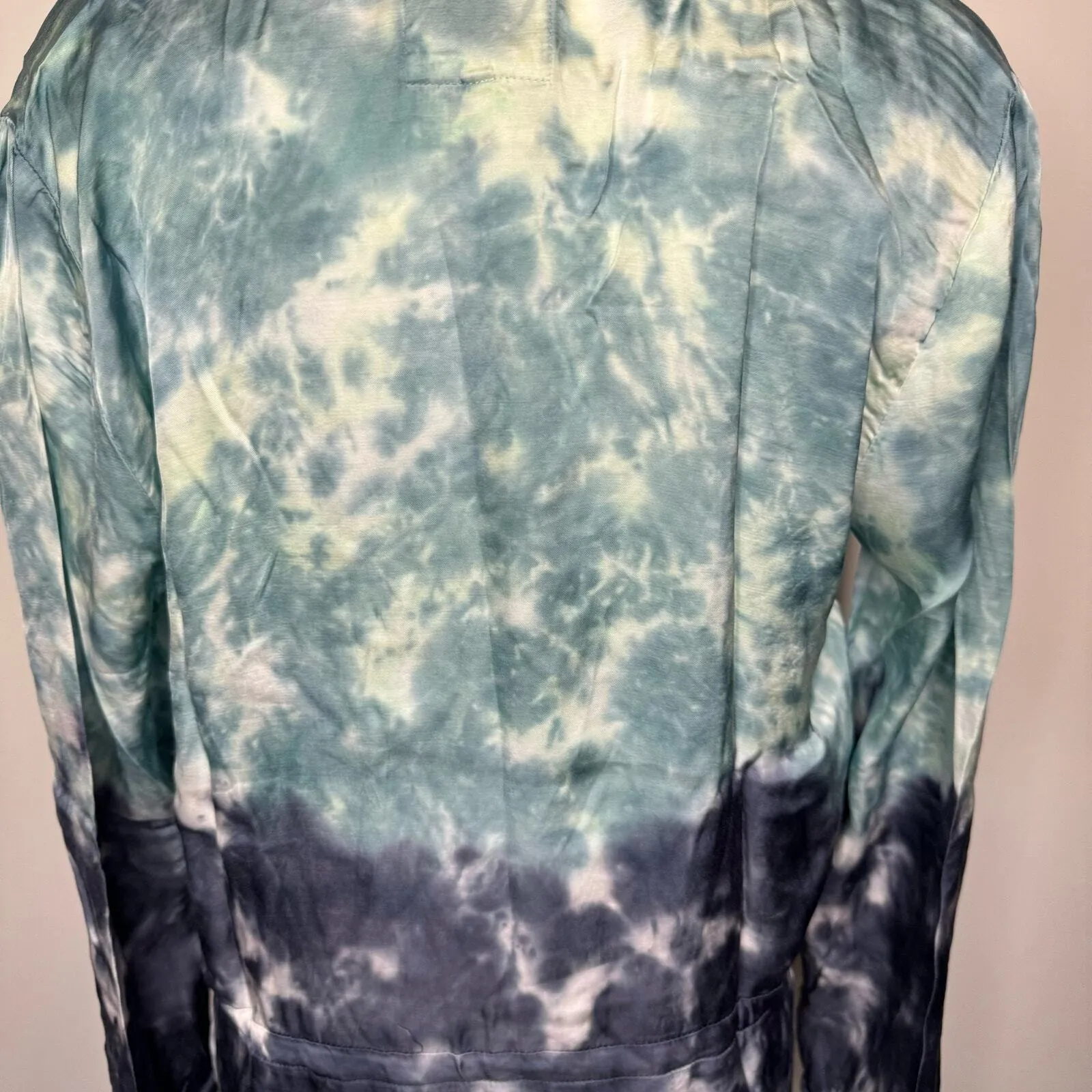 Chaser Women's Size Small Drop Waist Faux Wrap Collared Dress Blue Knee Length - Image 7