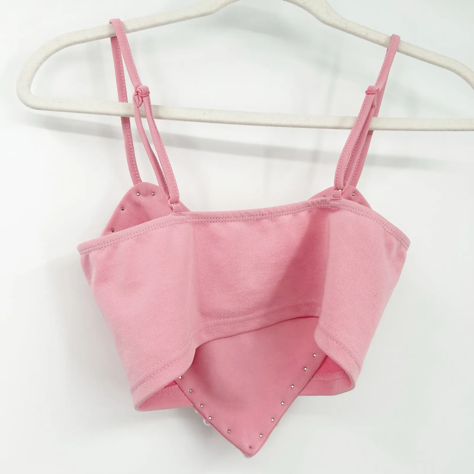 Shein Womens Girly Valentines Day Pearl Beaded Heart Cami‎ Crop Top Size XS Pink - Image 7