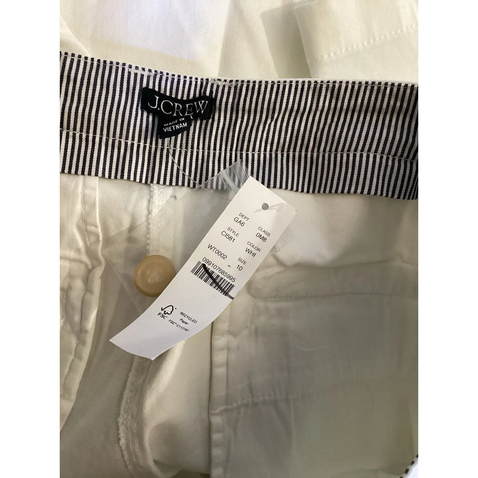 J. Crew 9” Pleated Heritage Chino Womens Shorts White 10 - Image 6