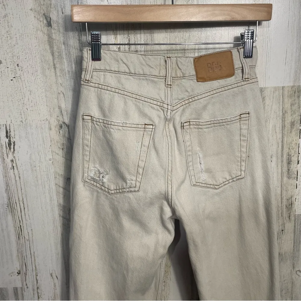 BDG Urban Outfitters PAX High Rise Fray Hem Straight Leg Jeans Tan Beige Size 24 - Image 8