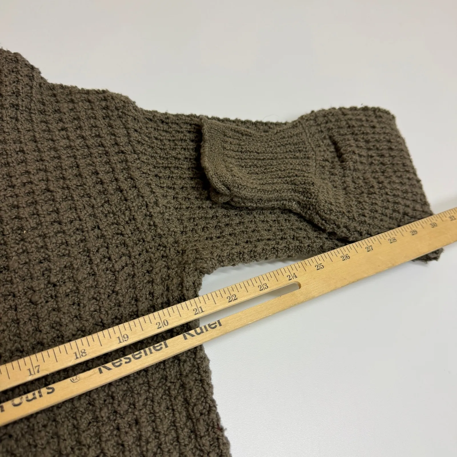 Michael Stars Mock Neck Chunky Knit Sweater Olive Green Size S - Image 10