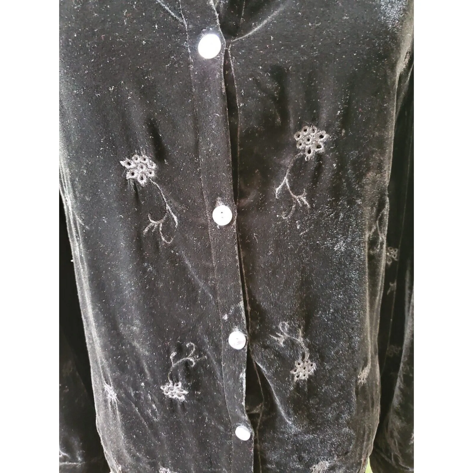 Avenue Women's Black Rayon Collared Neck Long Sleeve Casual Button Down Shirt XL - Image 3