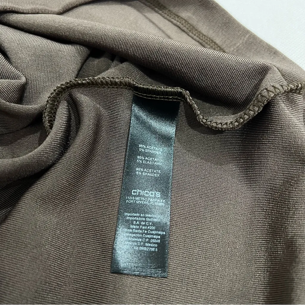 Travelers Chico's Chocolate Brown Top Size 3 (XL) Sleeveless Slinky Material - Image 6