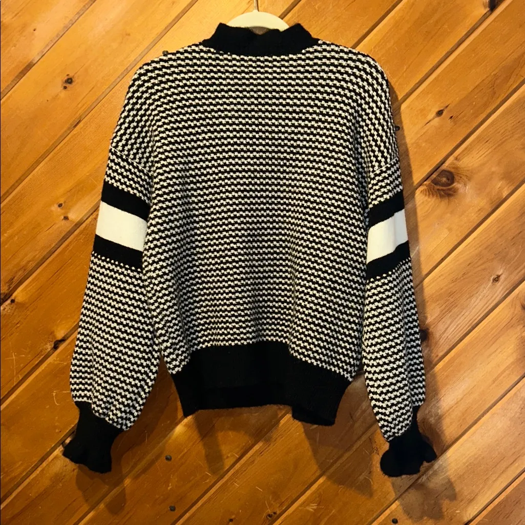 A loves A  black & white mock neck cable knit sweater - Image 4