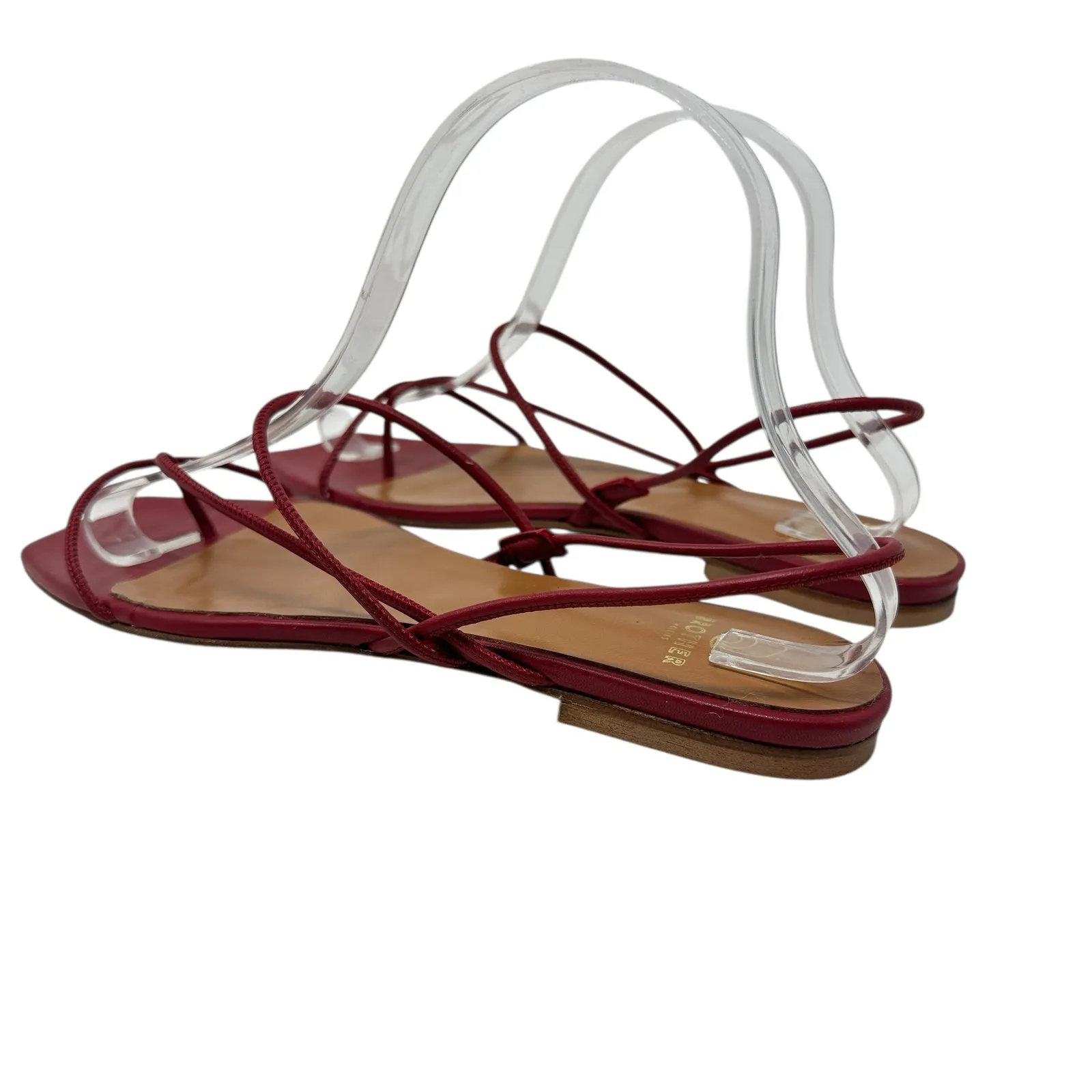 Brother‎ Vellies Trieste Sandals Flat Strappy Leather Red Size US 9 - Image 9