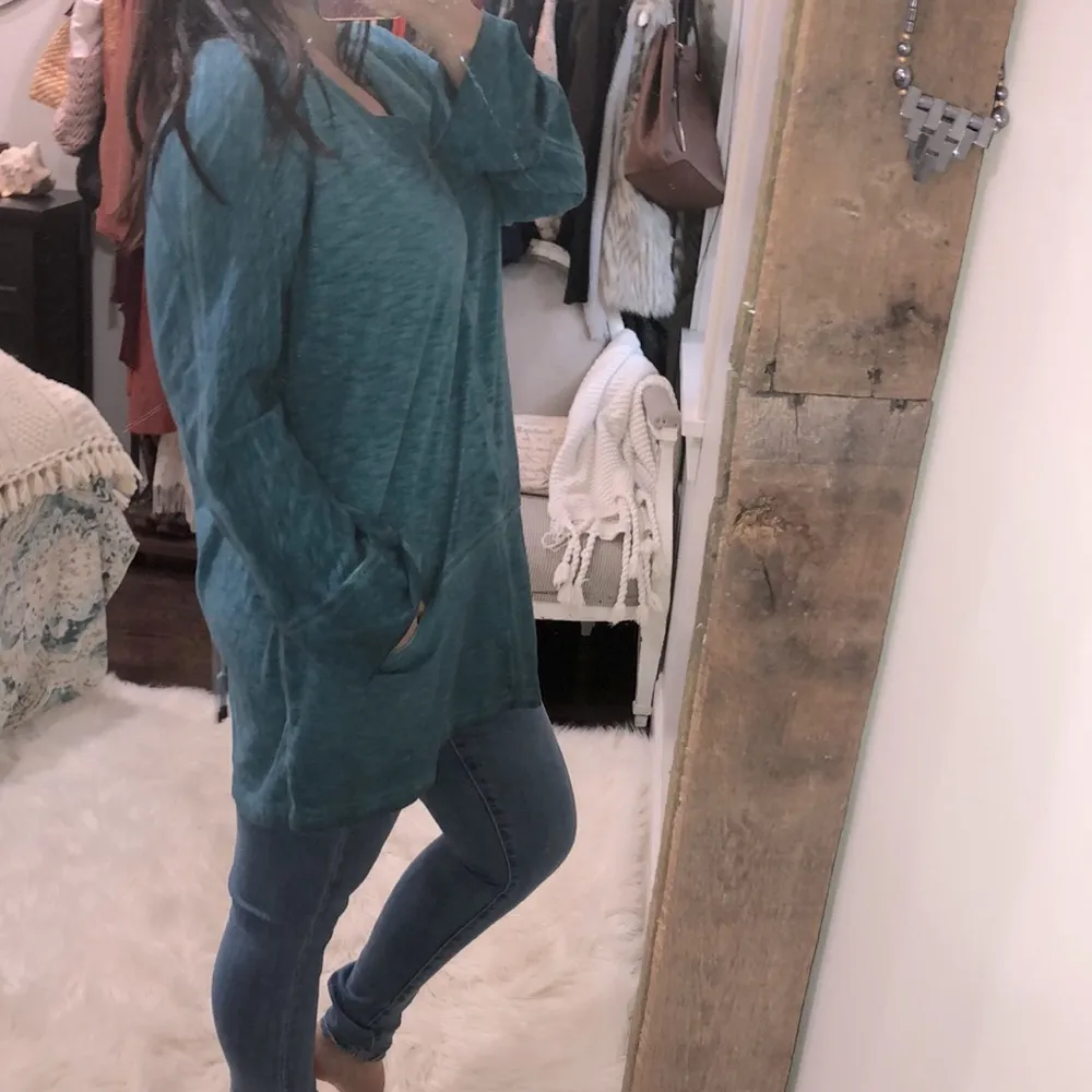 SOFT Surroundings size small/medium blue teal cozy pullover sweatshirt - Image 2