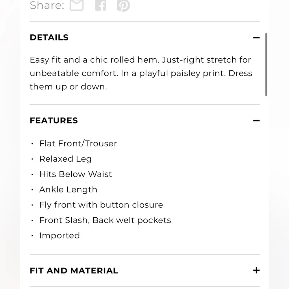 Talbots Blue & White Paisley Print Relaxed Fit Chino pant 10-playful paisley - Image 10