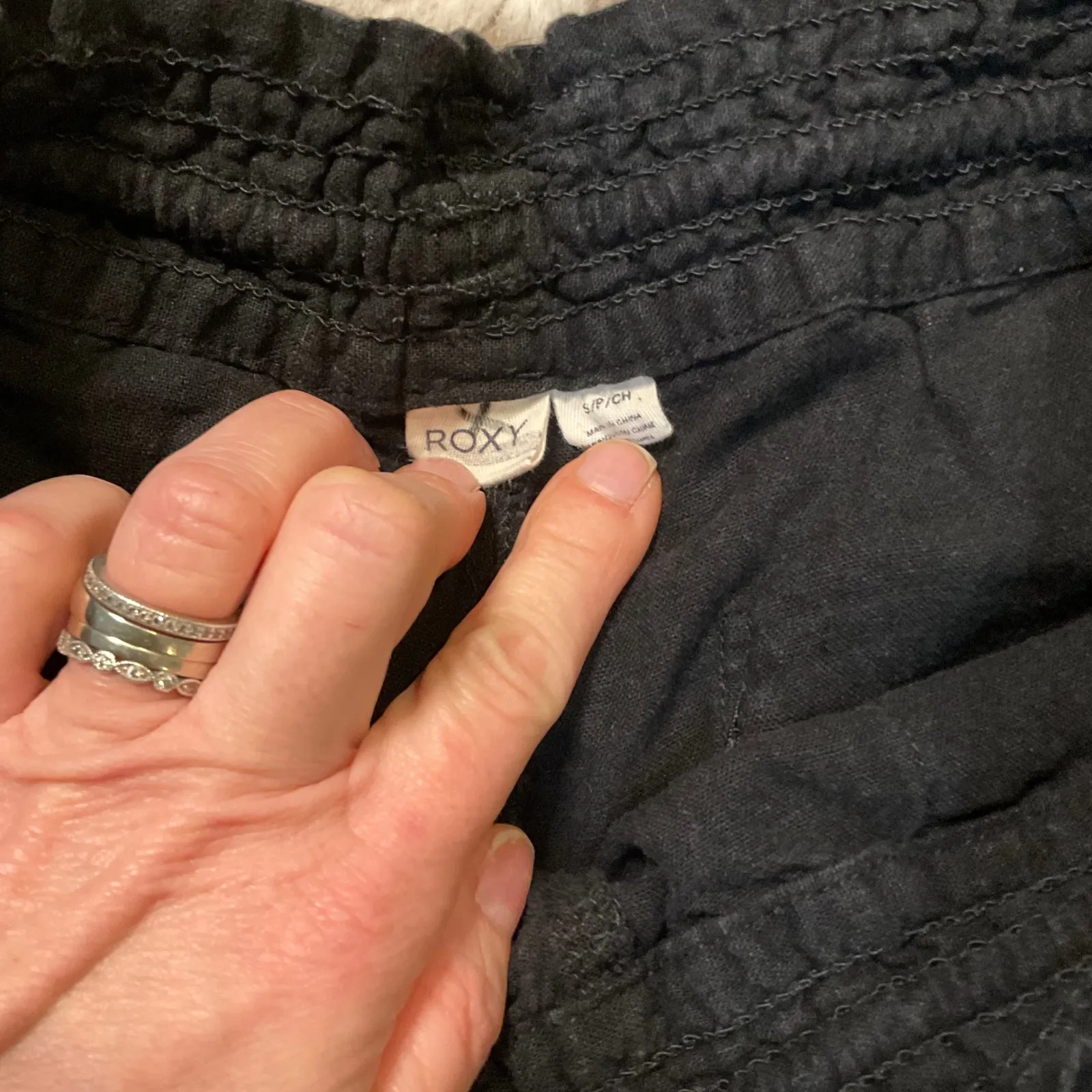 Roxy Pants Size Small Black Linen Blend Drawstring Waist Womens - Image 3