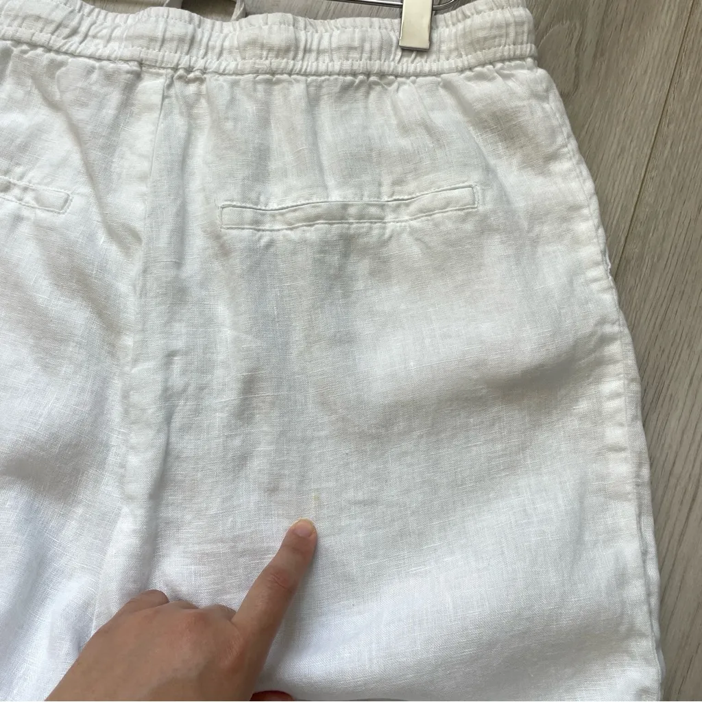 Mango Linen Pants straight leg pull on womens White (medium) vacation resortwear - Image 6