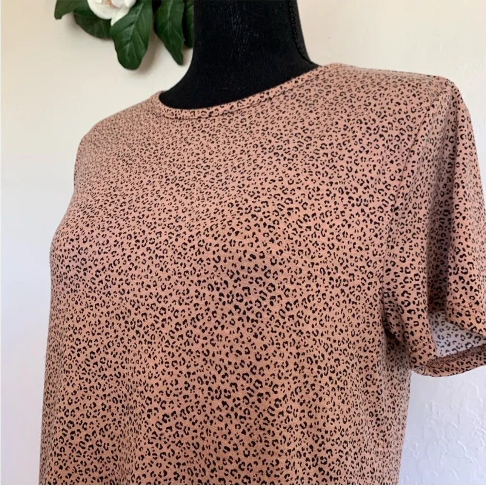 Gaze Cheetah Animal Print Short Sleeve Peplum Top S Brown - Image 8