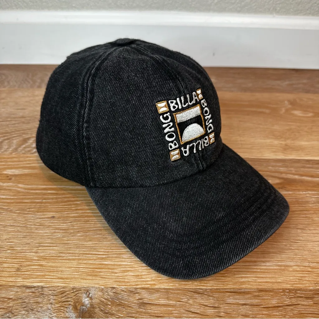 NWOT Billabong Dad Cap Black Denim Washed Strapback Hat - Image 5