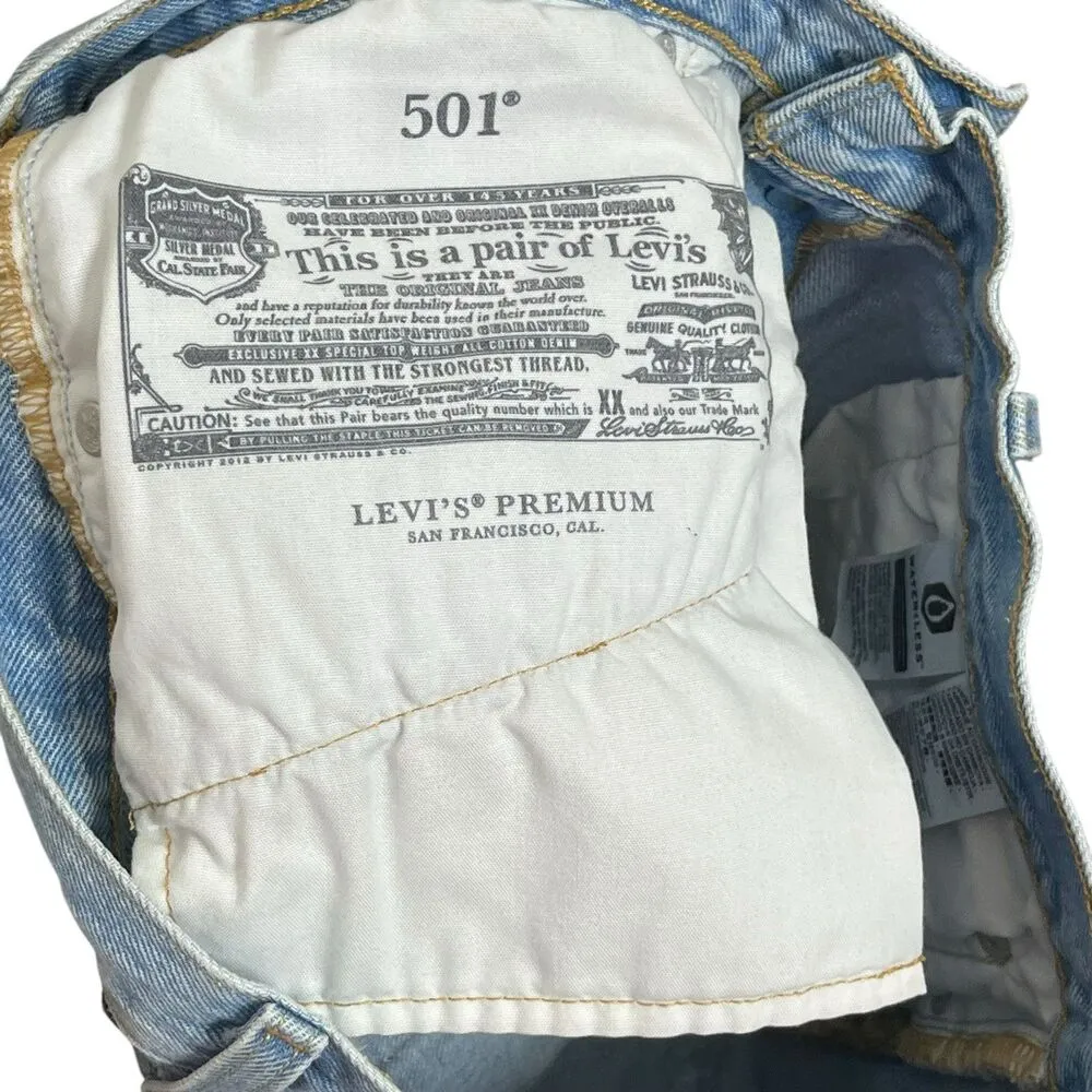 Levis 501 Shorts Luxor Heat Distressed Cutout Button Fly Rigid Women Size 29 - Image 12