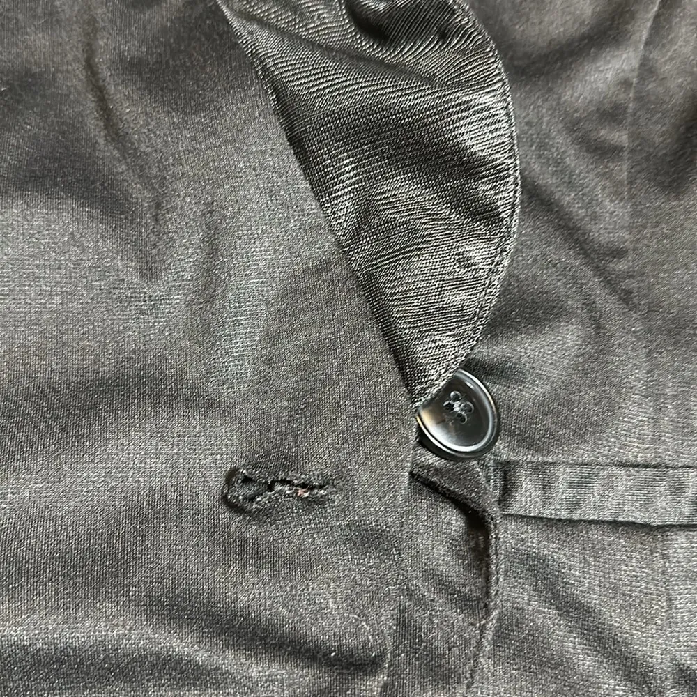 Stroosh Black Shiny Button Ruched 3/4 Sleeve Blazer Jacket Size Medium Corpocore - Image 8