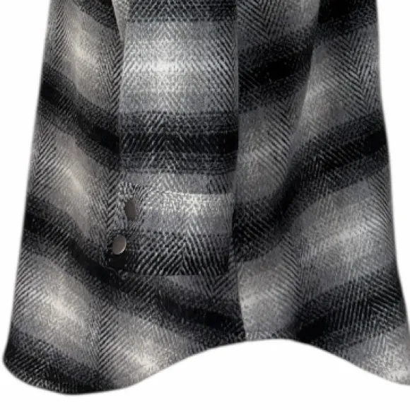 BB Dakota Steve Madden Women’s Size Medium Plaid Flannel Longline Shacket Coat Black - Image 9