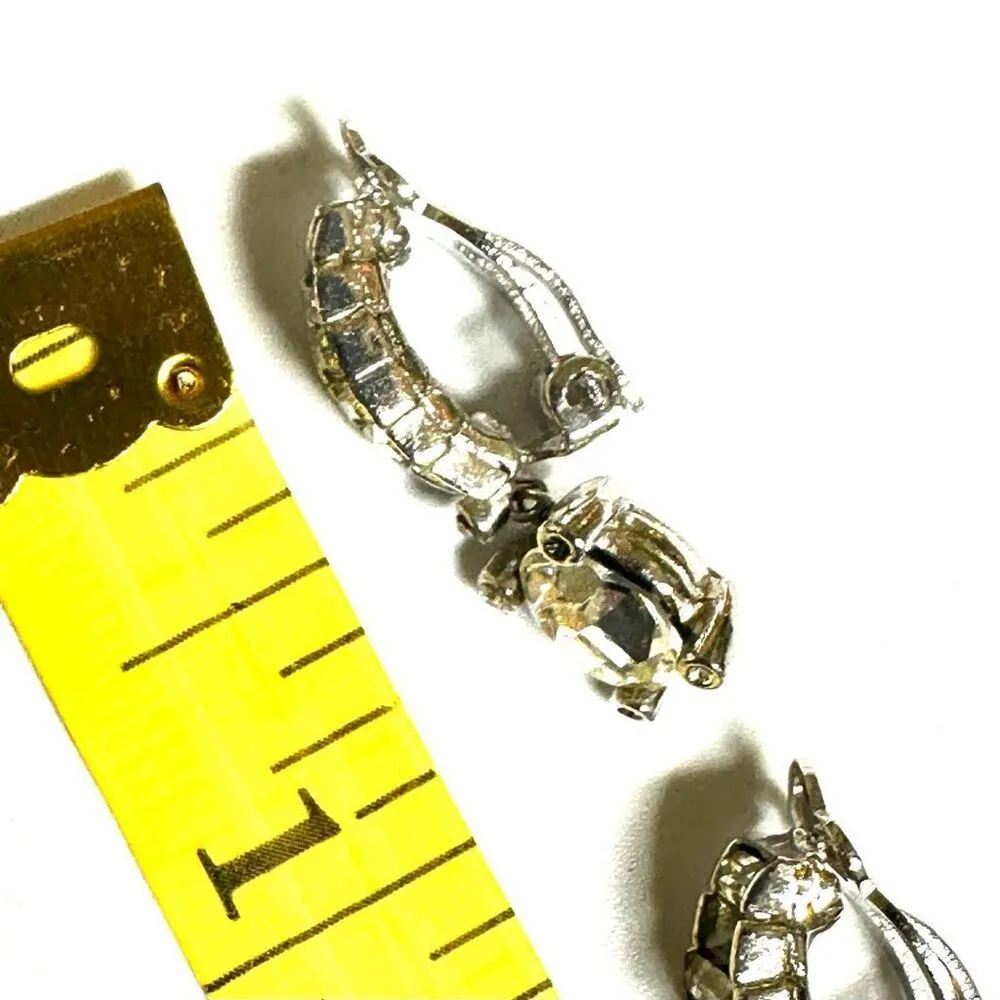 Ciner vintage rhinestone clip on earrings Silver - Image 6
