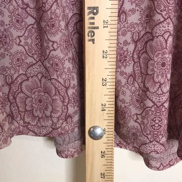 Knox Rose Floral Blouse Boho Peasant Top Ruffles Bell Sleeves Beige Pink Size S - Image 10