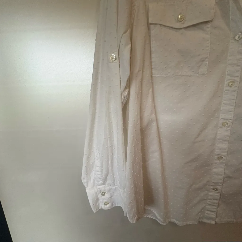 Tommy Bahama eyelet texture White Button-Up Blouse size XL - Image 2