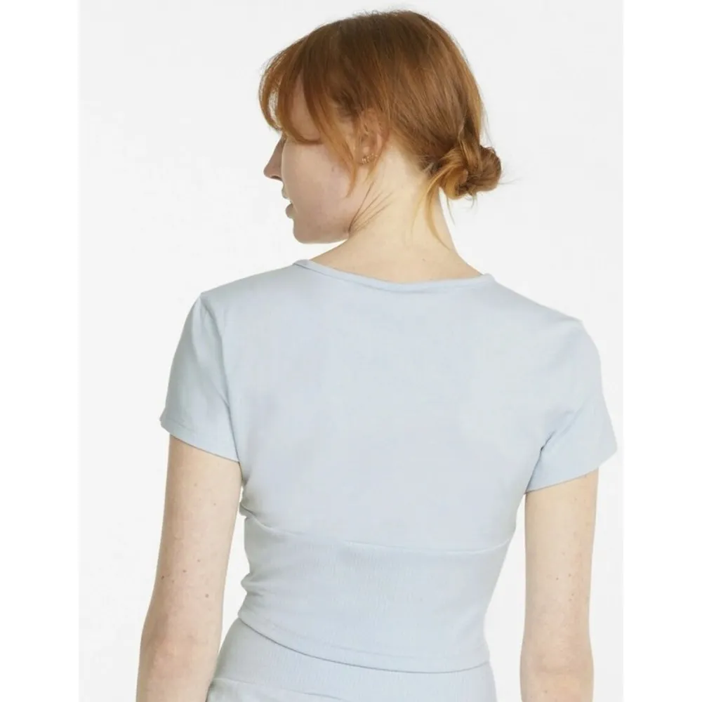 Puma  Women's Classic Structured Crop Basic T-shirt Blue Size M - Image 3