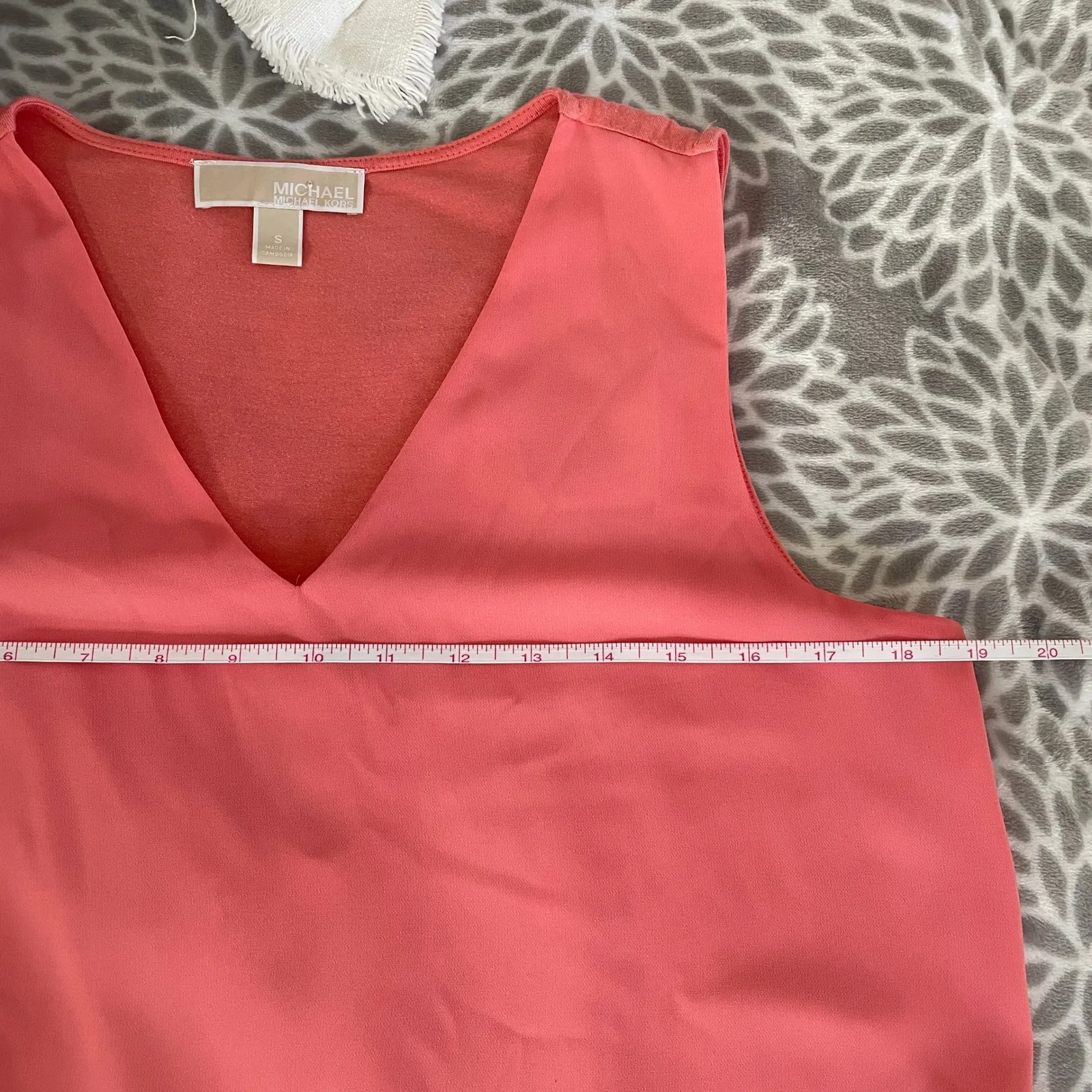 NWOT Michael Kors sz Small Coral Chiffon Tank Top Layered Sleeveless Mixed Media - Image 6