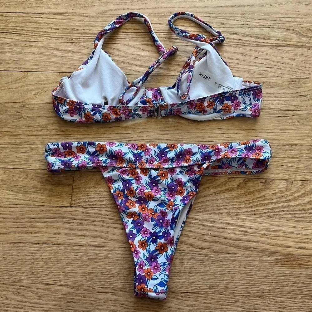Floral Bikini High Cut Size Medium Two Piece Swimsuit - Image 2