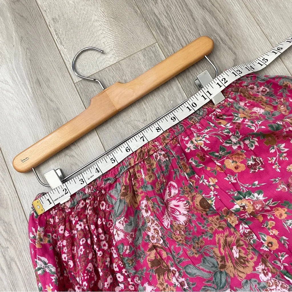Floral Patchwork Skirt pull on midi womens Pink (medium) boho colorful hippie - Image 3