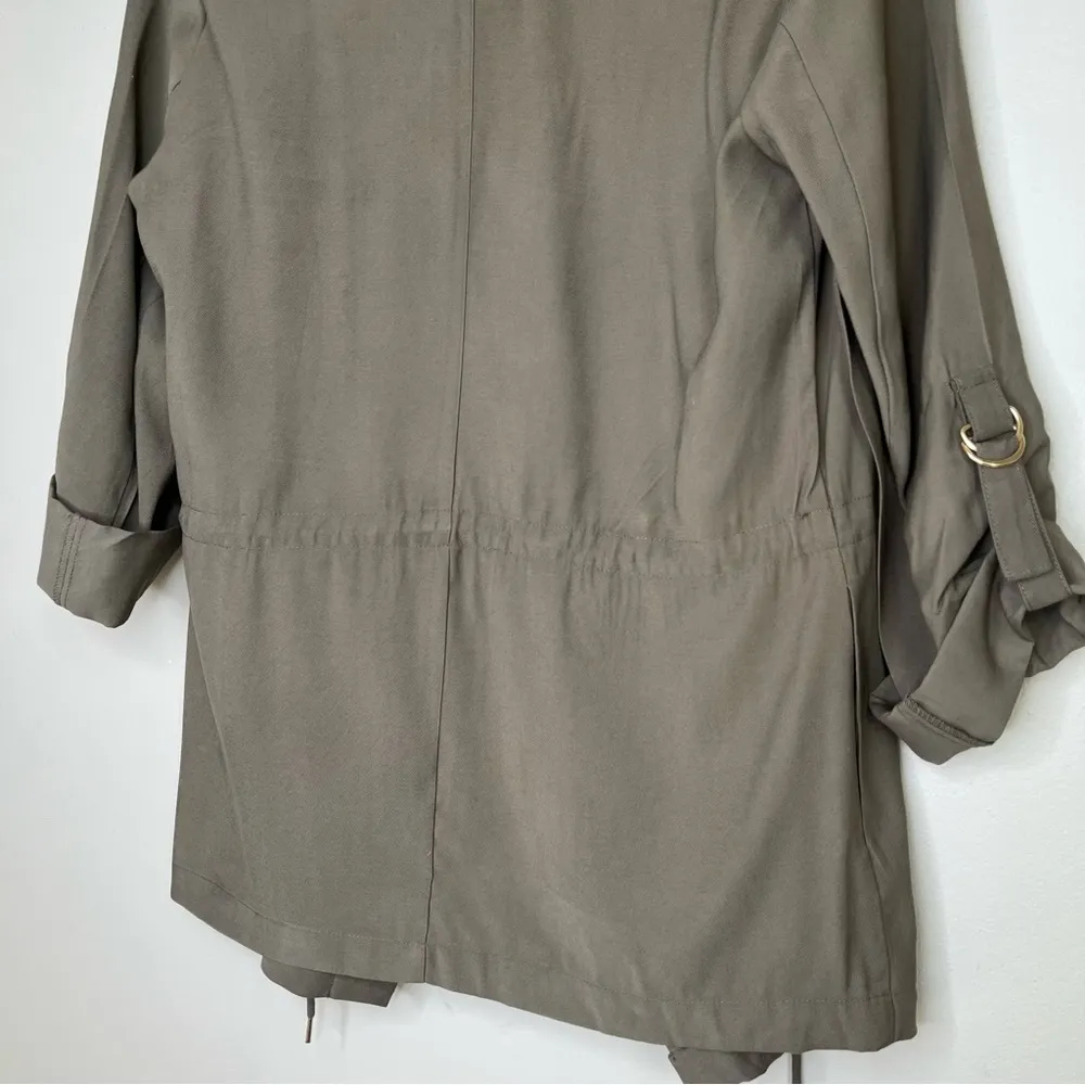 Zara Olive Green Drape Parka Jacket Small XS - Image 9