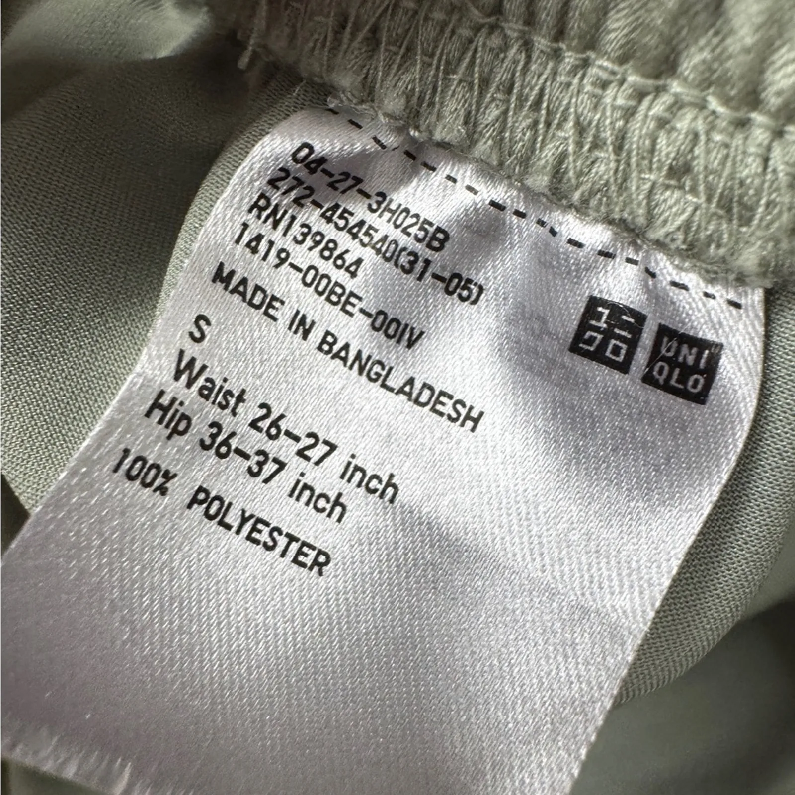 Uniqlo Sage Green Satin Wide Leg Pants Womens S Pull On Preppy Casual Tie Waist - Image 9