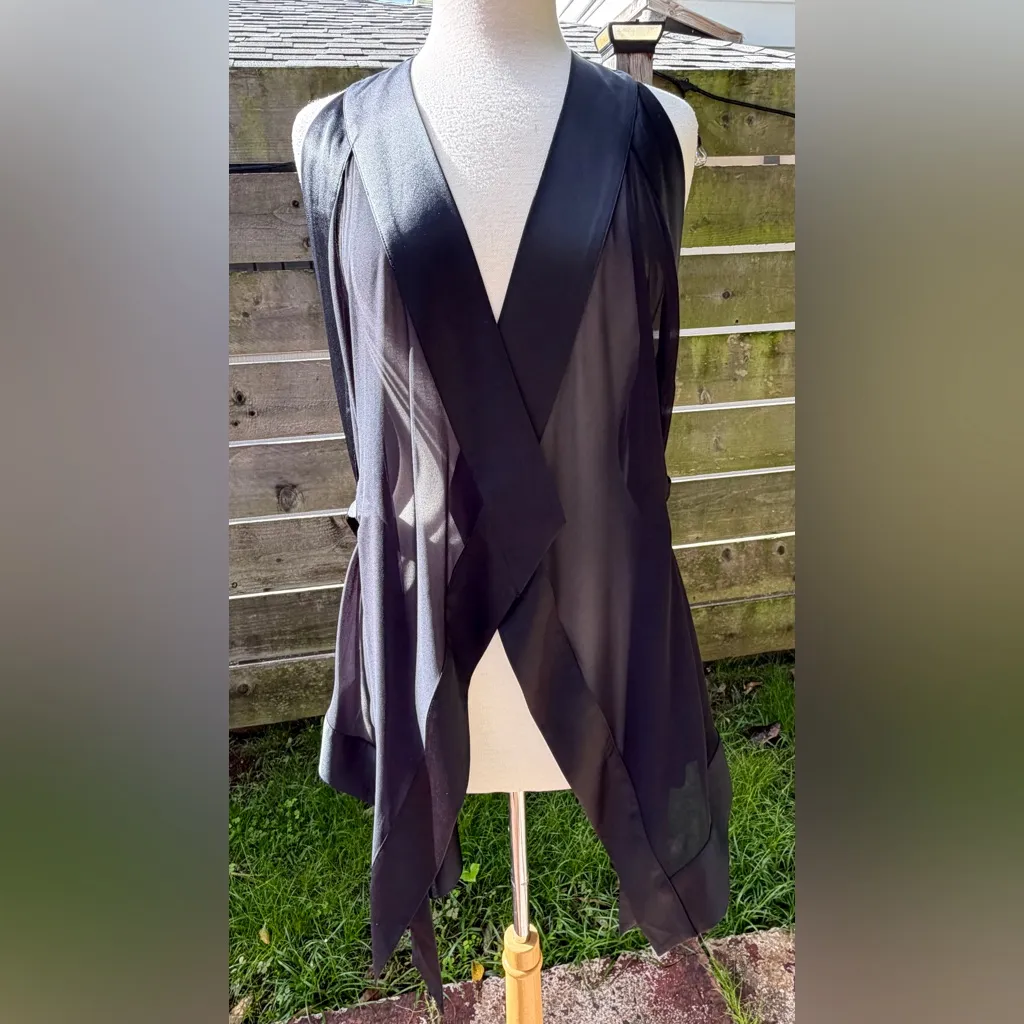 Victoria’s Secret X Balmain Black Sheer Satin Kimono Robe Lingerie Cover Rock - Image 5