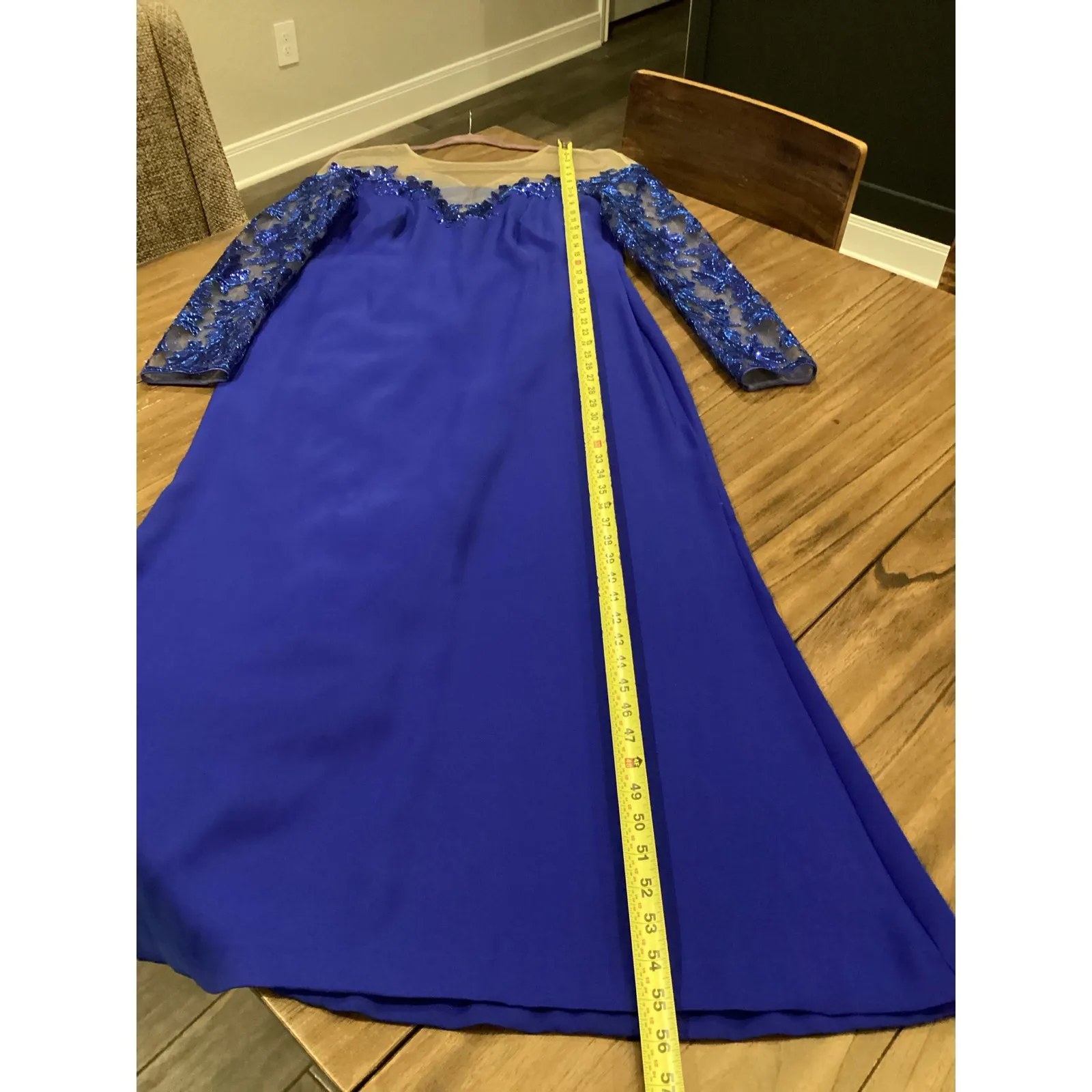 Tadashi Shoji DELTA OFF-THE-SHOULDER SEQUIN CREPE GOWN Saphire blue LG19341LX - Image 13