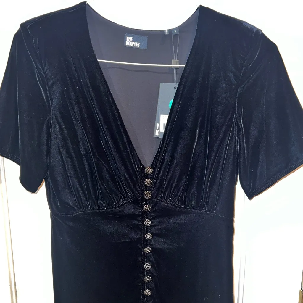 The Kooples Velvet Short Sleeve Midi Dress, Size Small NWT - Image 11
