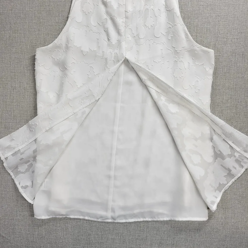 Katherine Barclay Womens Tank Top Size S White Brocade Double Layer Floral Cami - Image 2