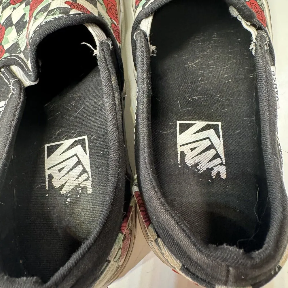 Vans Asher Womens Slip On Multi Checkerboard Black/Roses Skate Shoes Size 6.5 - Image 8