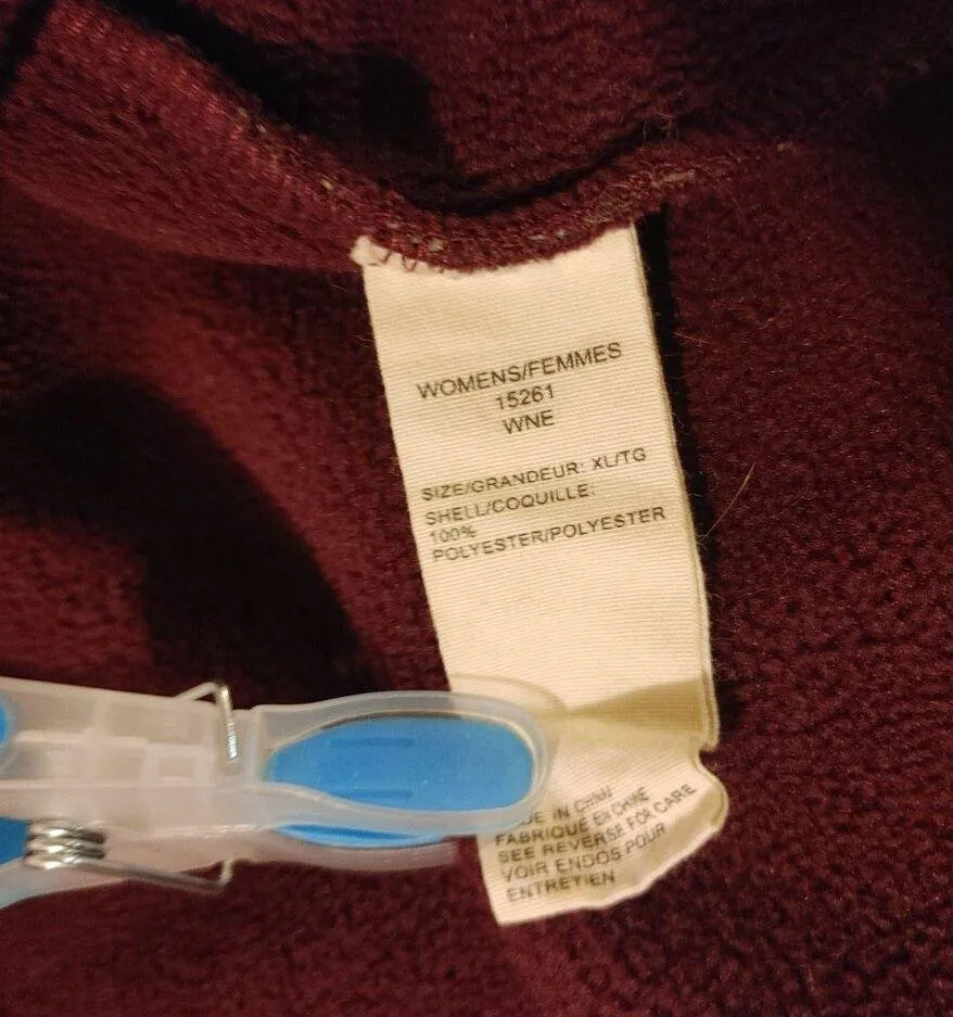 Woolrich XL Coat Women's Lochlyn Fleece Fitted Long Full Zip Jacket Wine - Image 9