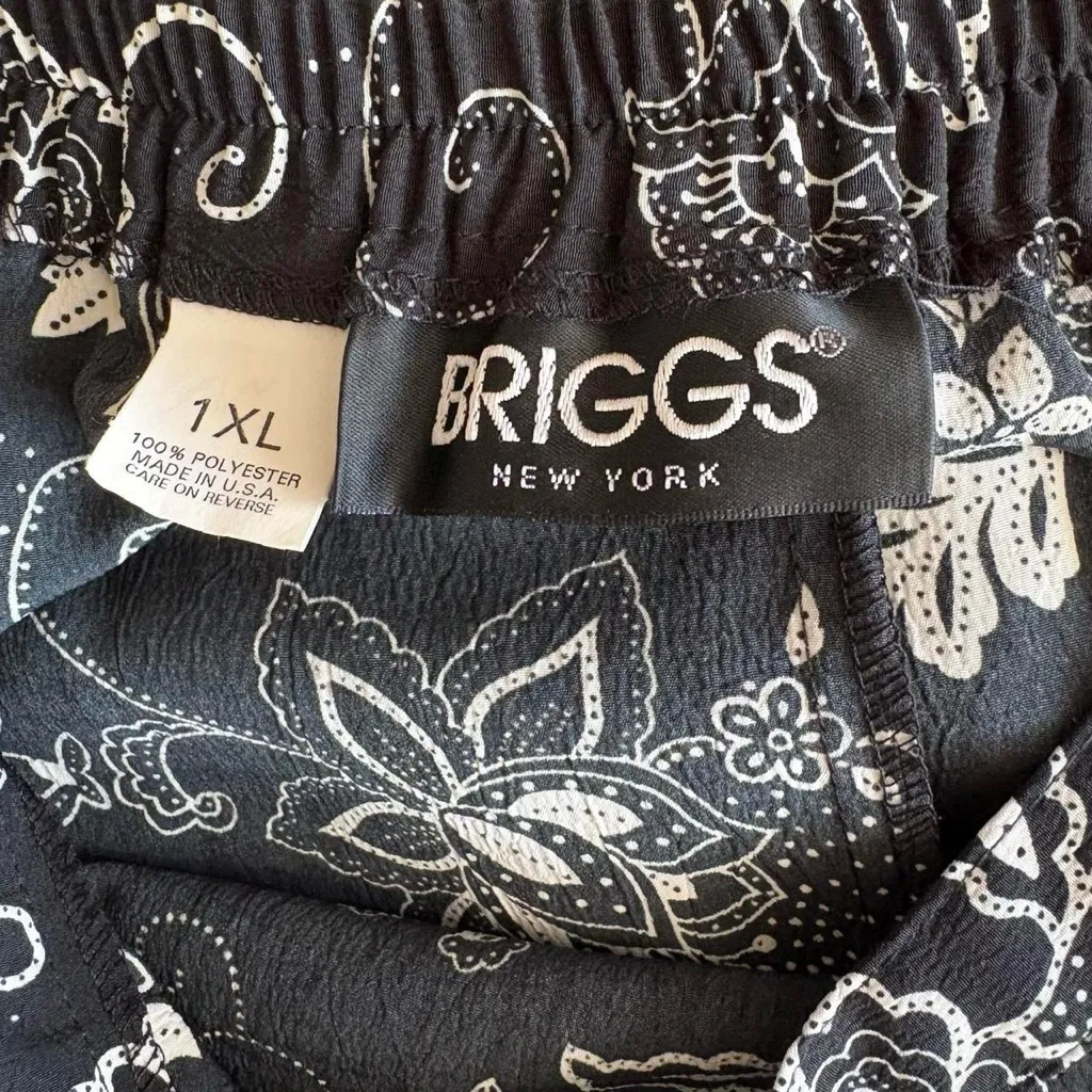 Vintage 90s y2k whimsigoth black white floral paisley print mid maxi skirt Size XL - Image 8