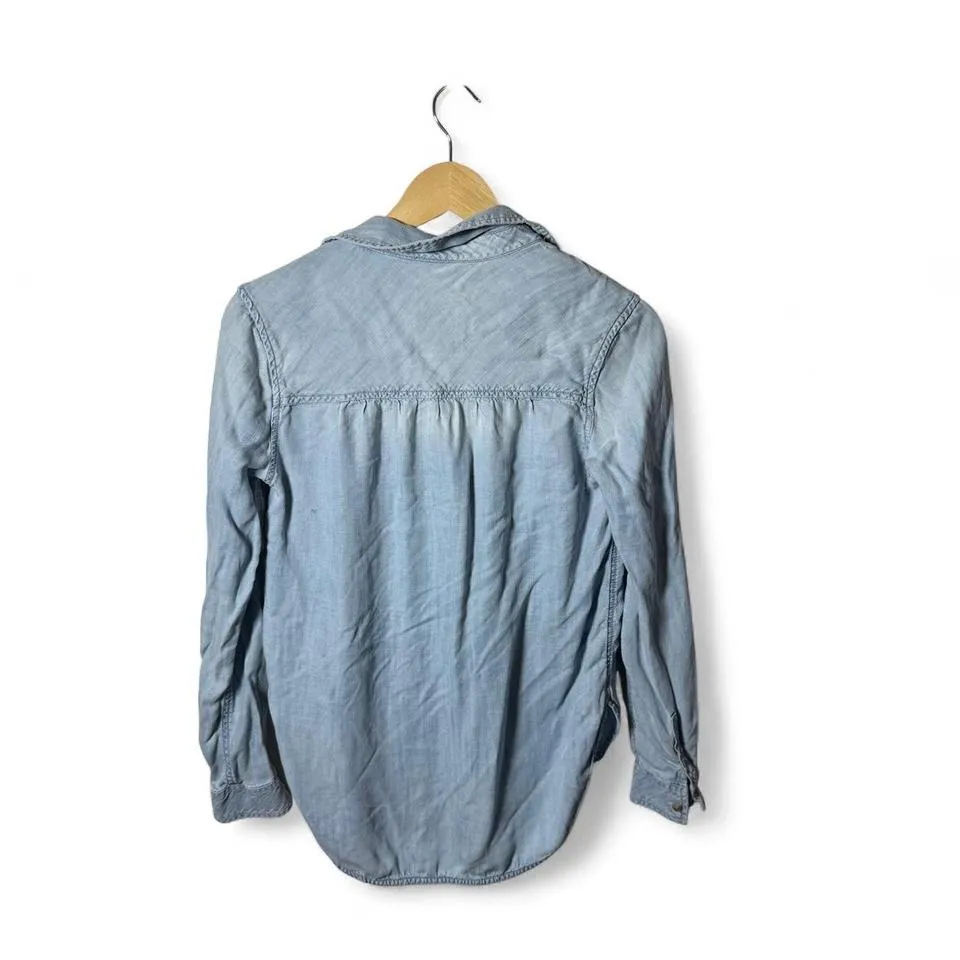 American Eagle - Chambray Popover Shirt - Women's XS - Light Wash Denim Casual - Image 2