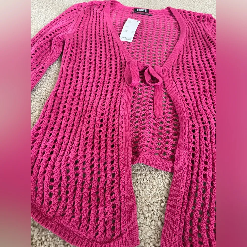 Pink/rose Joleen flyaway open knit cardigan never worn - Image 5