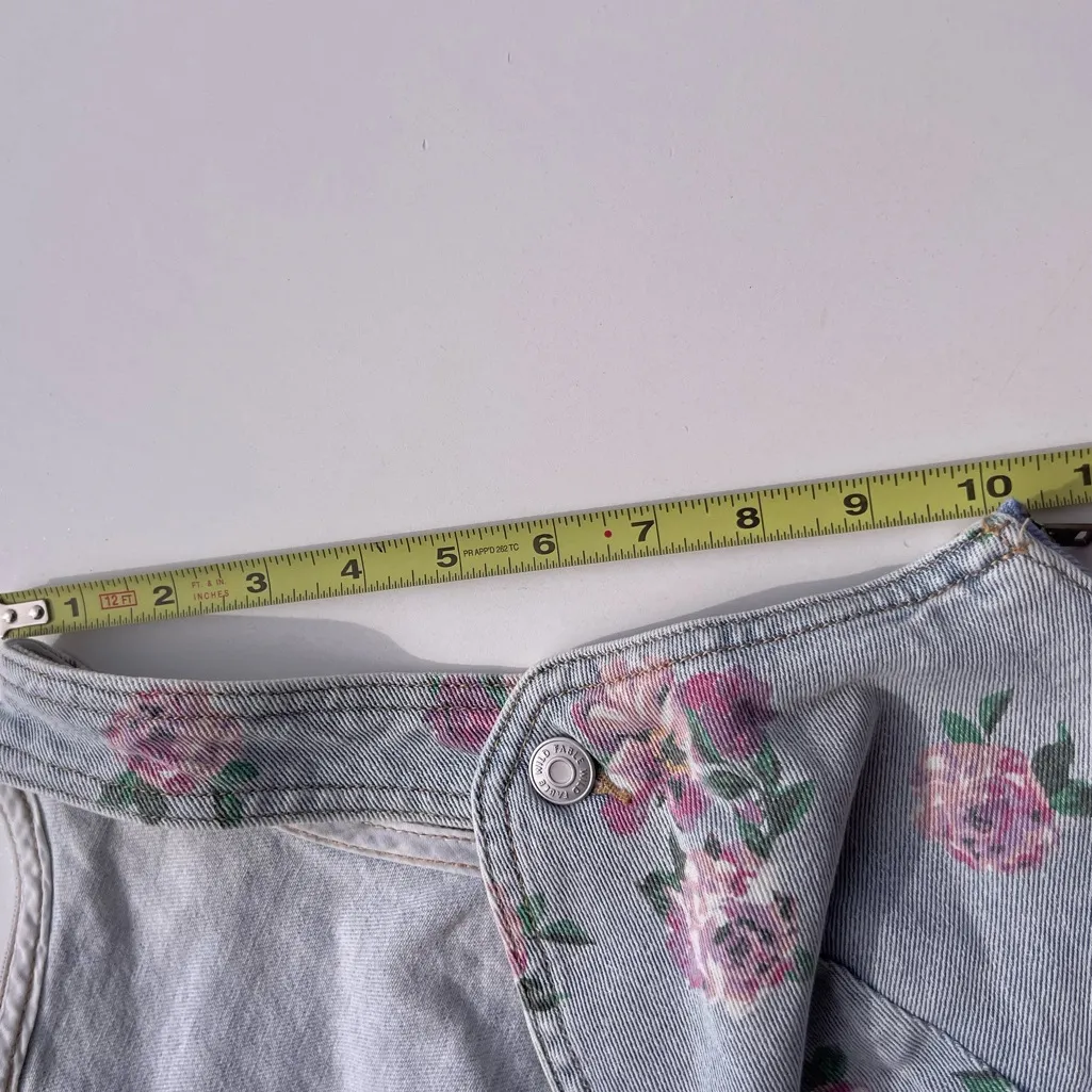 Wild Fable Denim Vest Tank Cropped Light Wash Floral Print Women's Sz M - Image 14