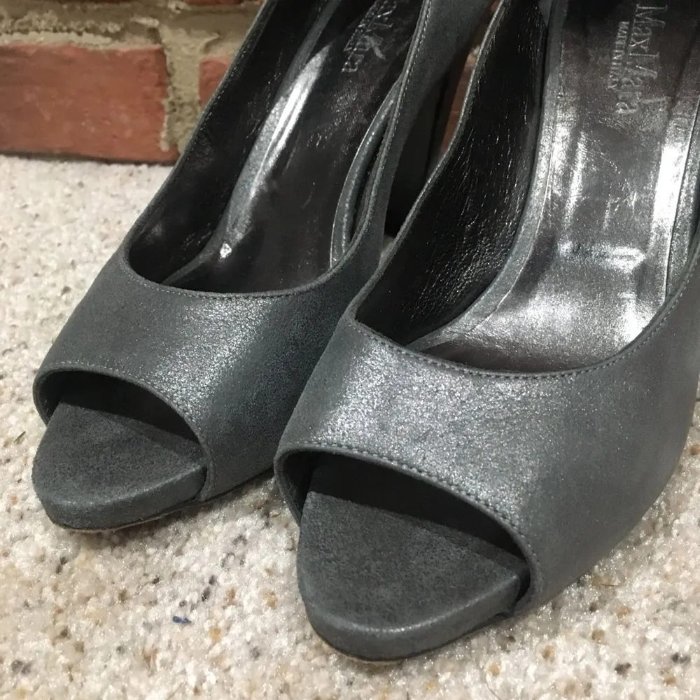 Max Mara Grey Pumps Max Mara Made in Italy Heels Sz 38 US 8 Peep Toe Pumps - Image 5