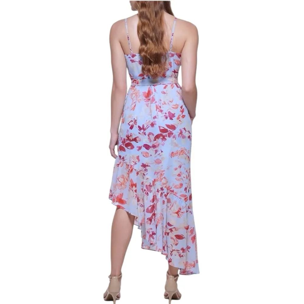 Eliza J V-Neck Floral Ruffle Hem Maxi Dress Size 8 (fits like a size 4) Lined - Image 3