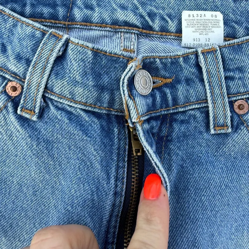 Vintage 90s Levi’s 517 Boot Cut Low Rise Fray Knee Jeans 7 JR M - Image 3