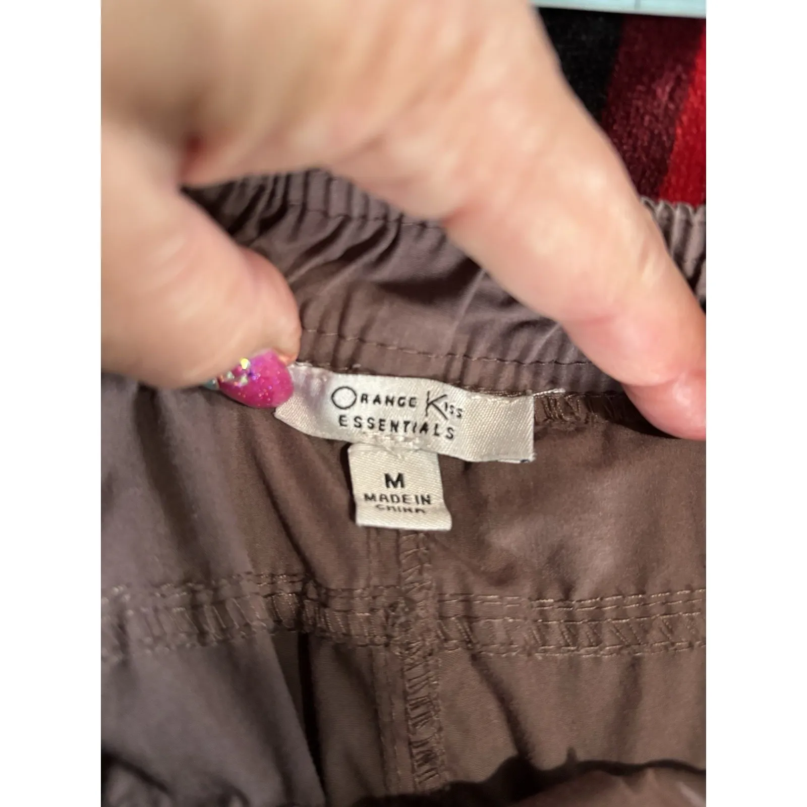 Orange Kiss Brown Khaki Cargo Pants Size M Straight High Rise Cord/Toggle Hem - Image 4